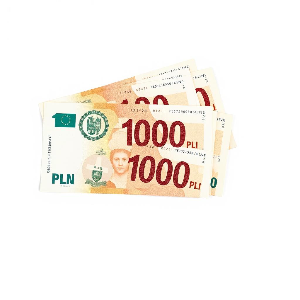 Banknoty 1000 zł reprezentujące kwotę becikowego