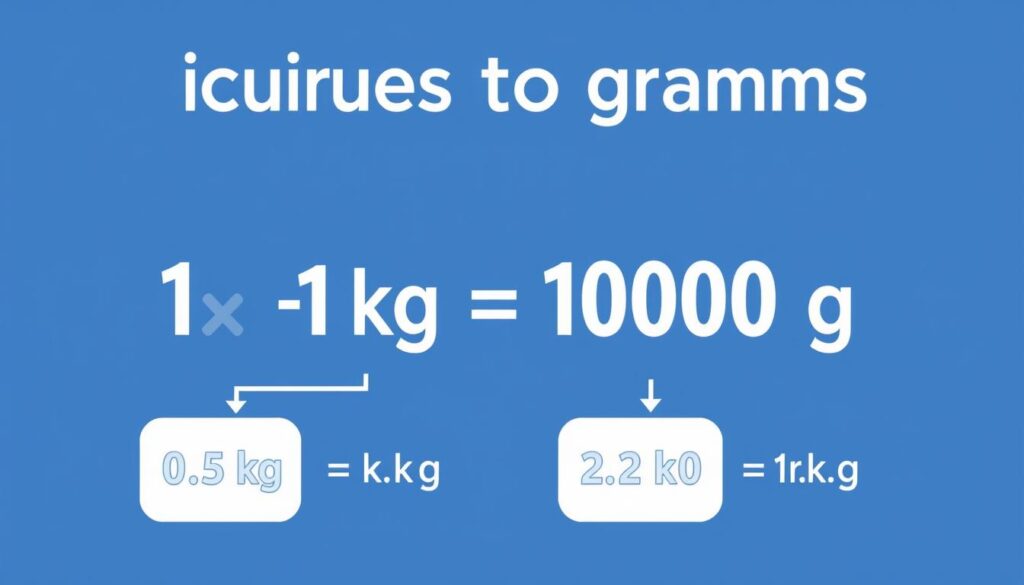 Ilustracja pokazująca przeliczanie kilogramów na gramy