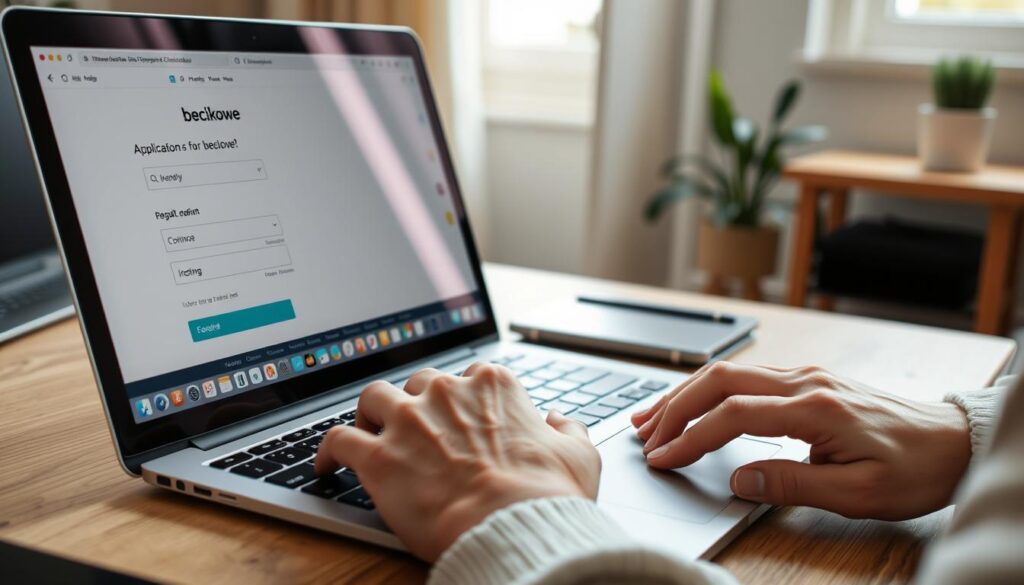 Osoba wypełniająca wniosek o becikowe online