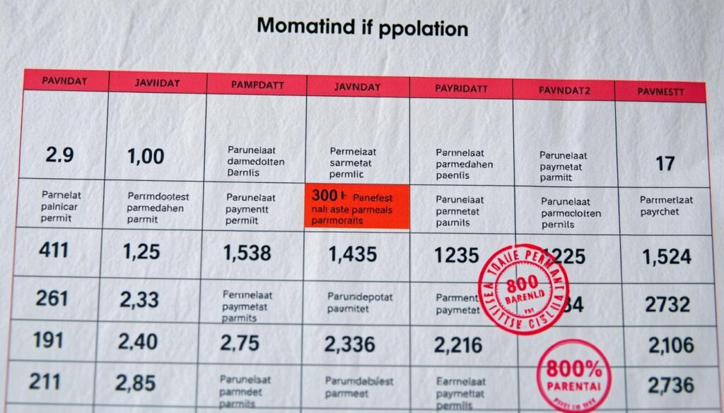 Kalendarz z zaznaczonymi terminami wypłat świadczenia 800 plus
